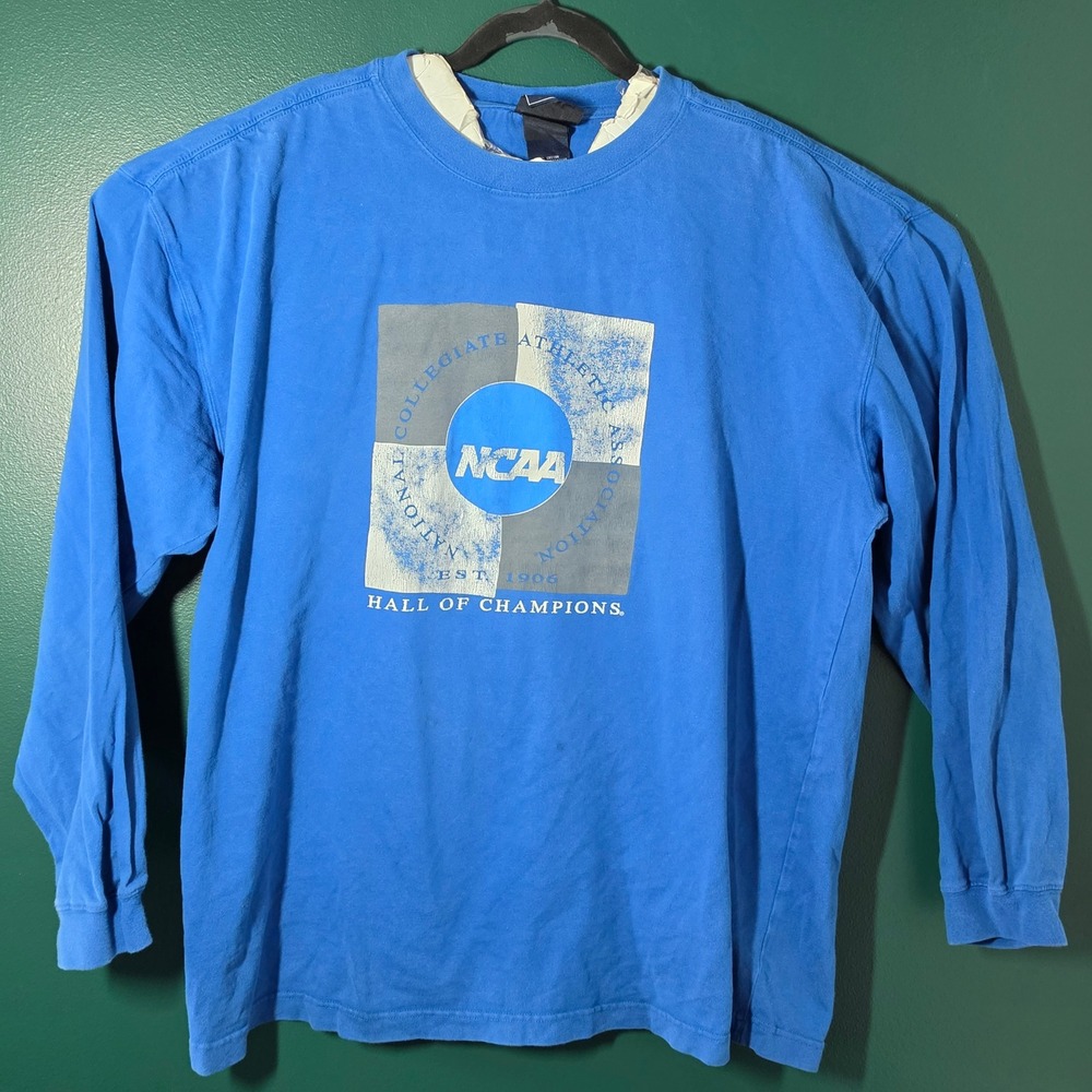 Vintage JanSport NCAA Hall of Champions Long Sleeve T-Shirt Blue Mens XL